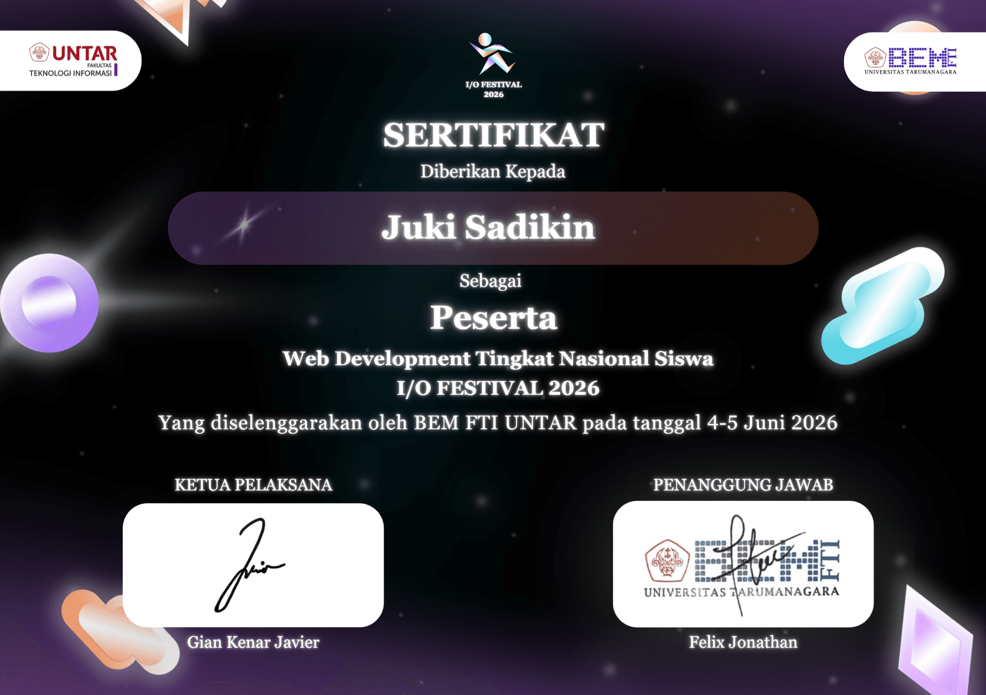 Peserta - Web Design I/O FESTIVAL 2026