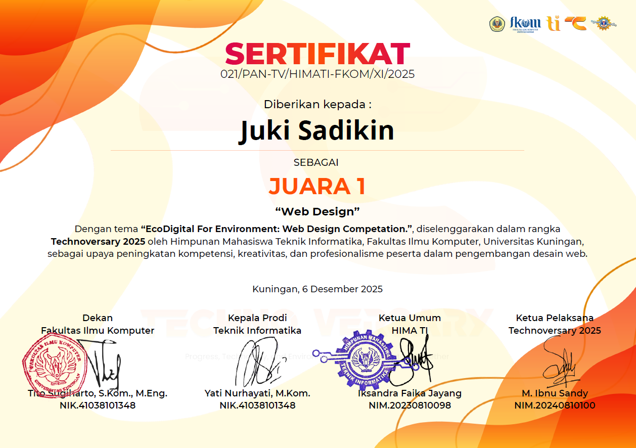 Juara 1 - Web Design Technoversary 2025